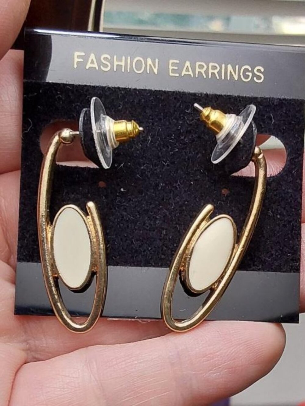 Vintage Gold-tone Oval Post Earrings